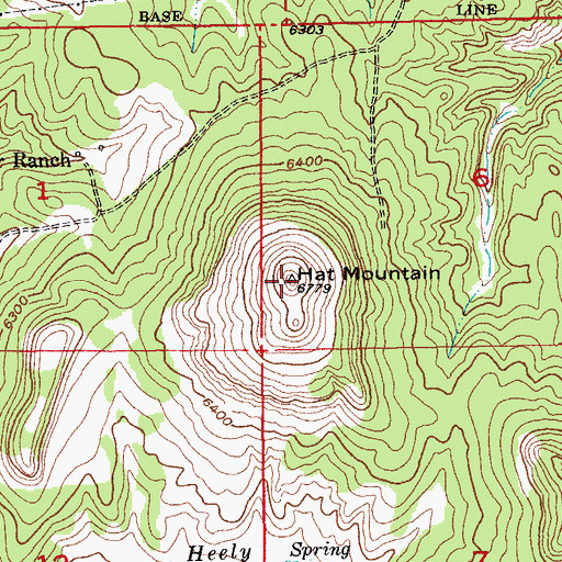 Topographic Map of Hat Mountain, SD