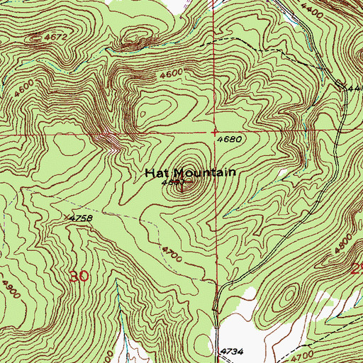 Topographic Map of Hat Mountain, SD
