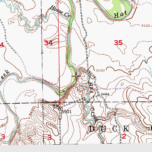 Topographic Map of Hay Creek, SD