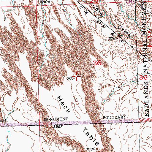 Topographic Map of Heck Table, SD