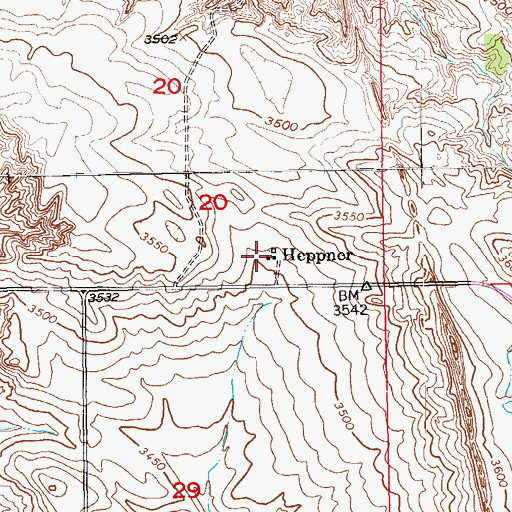 Topographic Map of Heppner, SD