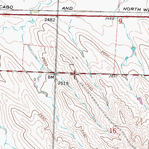 Topographic Map of Hi-Way School, SD
