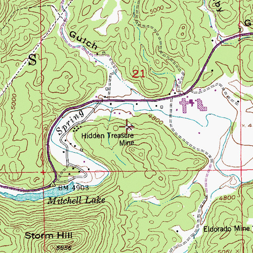 Topographic Map of Hidden Treasure Mine, SD