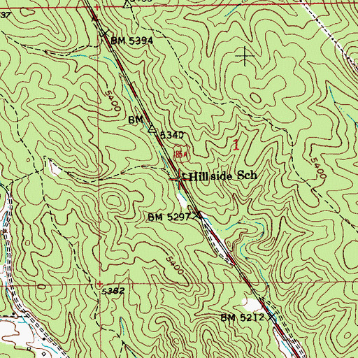 Topographic Map of Hill Side School, SD