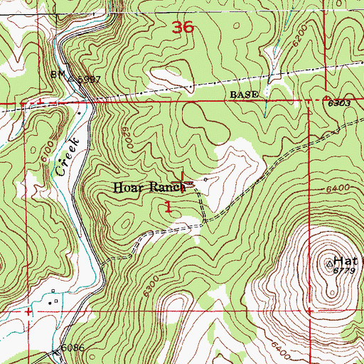 Topographic Map of Hoar Ranch, SD