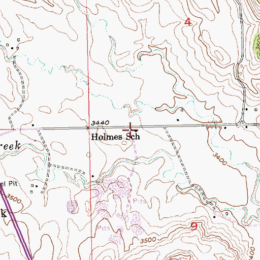 Topographic Map of Holmes School, SD
