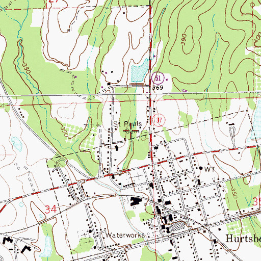 Topographic Map of Saint Pauls Cemetery, AL