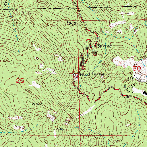 Topographic Map of Hood Tunnel, SD