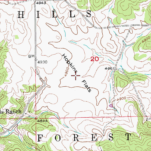 Topographic Map of Hopkins Flats, SD