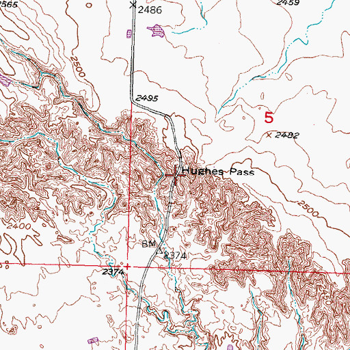 Topographic Map of Hughes Pass, SD