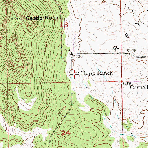 Topographic Map of Hupp Ranch, SD