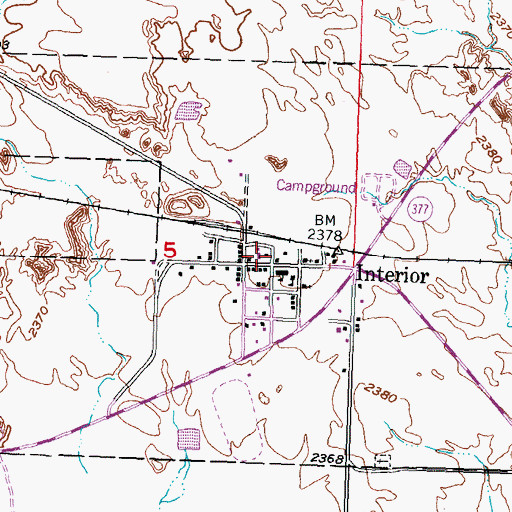 Topographic Map of Interior, SD