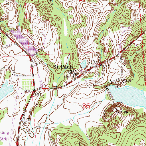 Topographic Map of Saint Pauls Church, AL