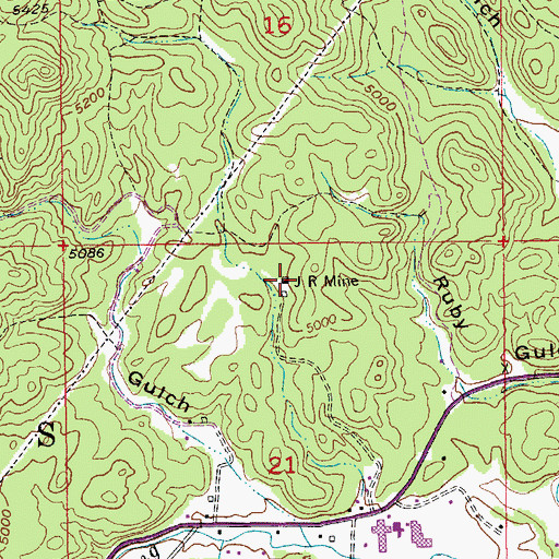 Topographic Map of J R Mine, SD