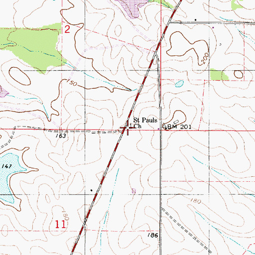 Topographic Map of Saint Pauls Church, AL