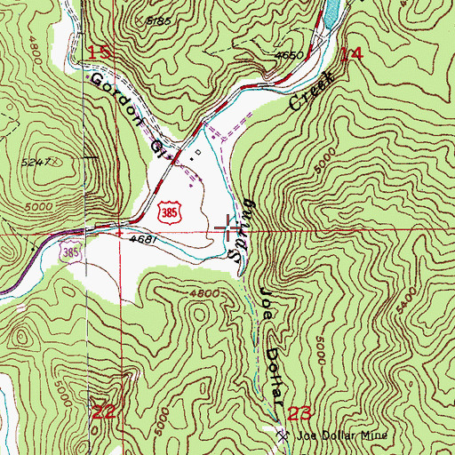 Topographic Map of Joe Dollar Gulch, SD