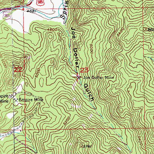 Topographic Map of Joe Dollar Mine, SD