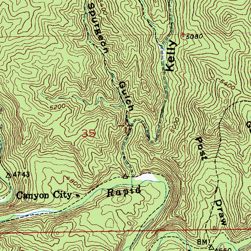 Topographic Map of Kelly Gulch, SD