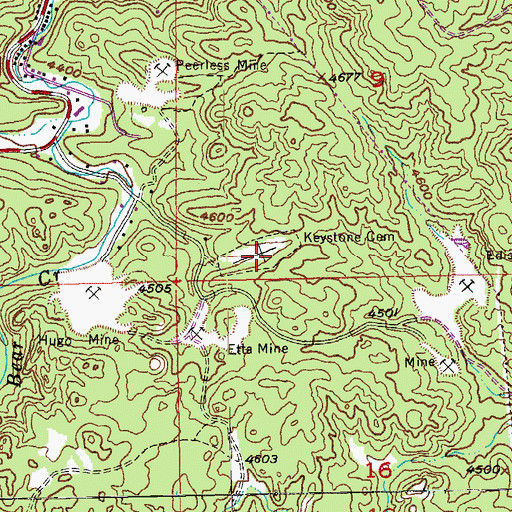 Topographic Map of Keystone Cemetery, SD