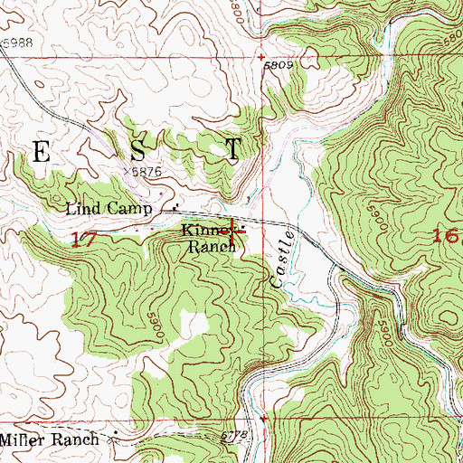 Topographic Map of Kinney Ranch, SD