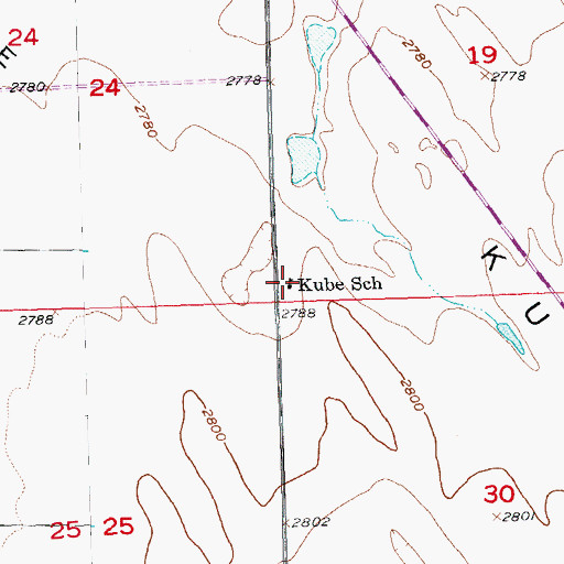 Topographic Map of Kube School, SD