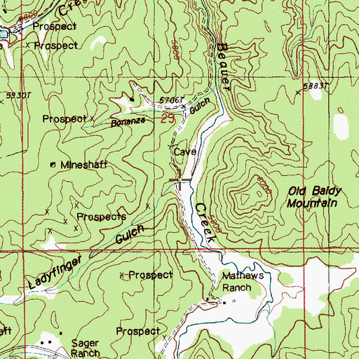 Topographic Map of Ladyfinger Gulch, SD