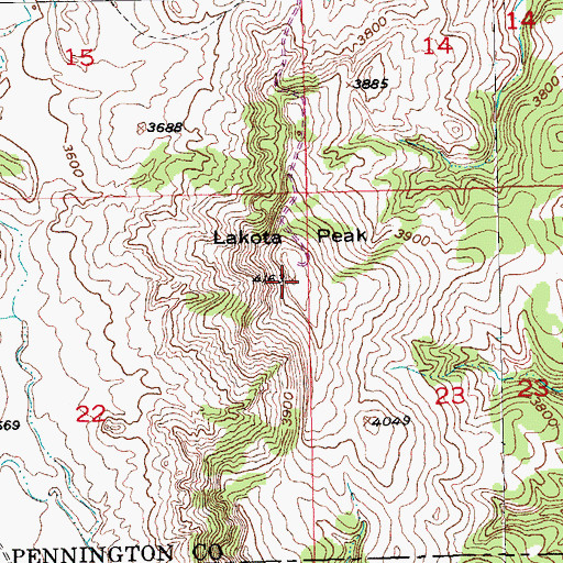 Topographic Map of Lakota Peak, SD