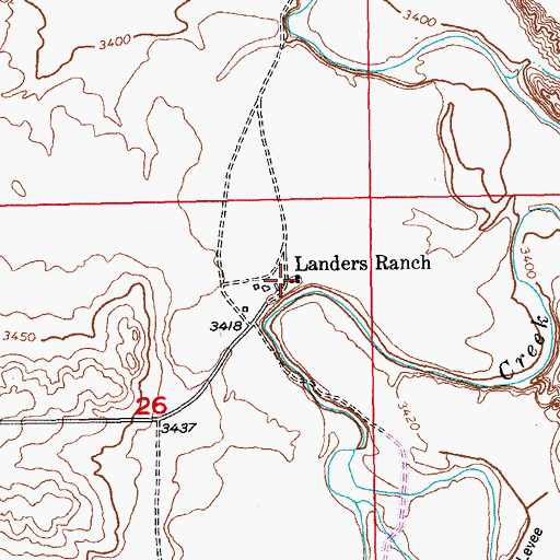 Topographic Map of Landers Ranch, SD