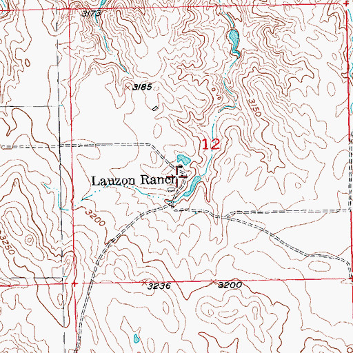 Topographic Map of Lauzon Ranch, SD