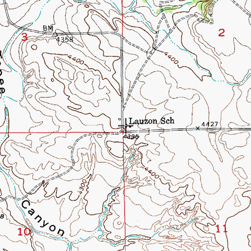 Topographic Map of Lauzon School, SD