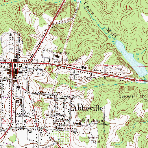 Topographic Map of Saint Peters Cemetery, AL