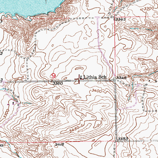 Topographic Map of Lithia School, SD