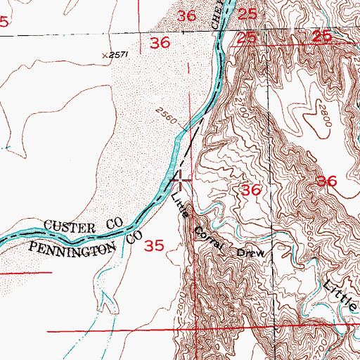 Topographic Map of Little Corral Draw, SD