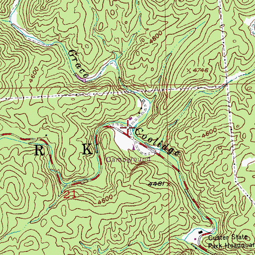 Topographic Map of Badger Clark Creek, SD