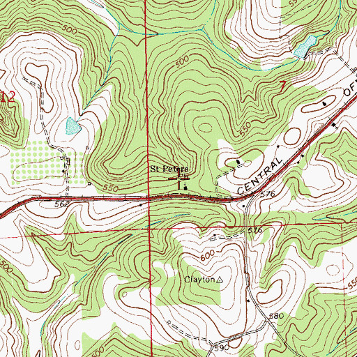 Topographic Map of Saint Peters Church, AL