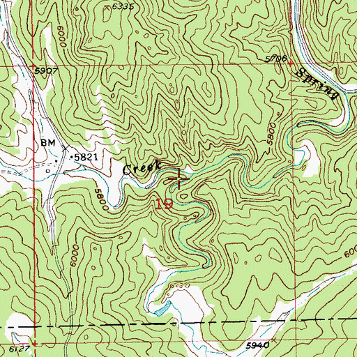 Topographic Map of Loues Creek, SD