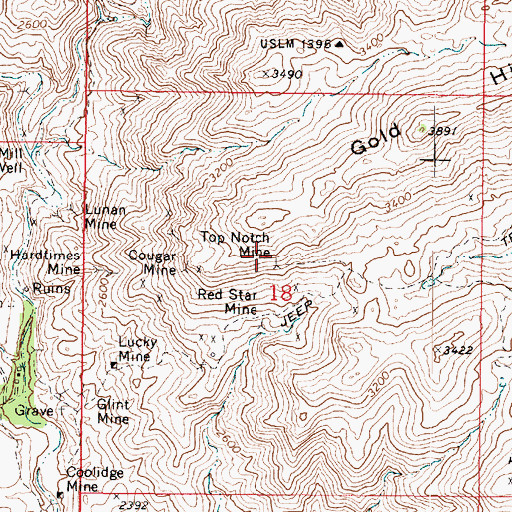 Topographic Map of Top Notch Mine, AZ
