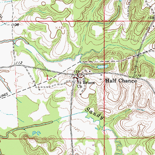 Topographic Map of Saint Peters Church, AL