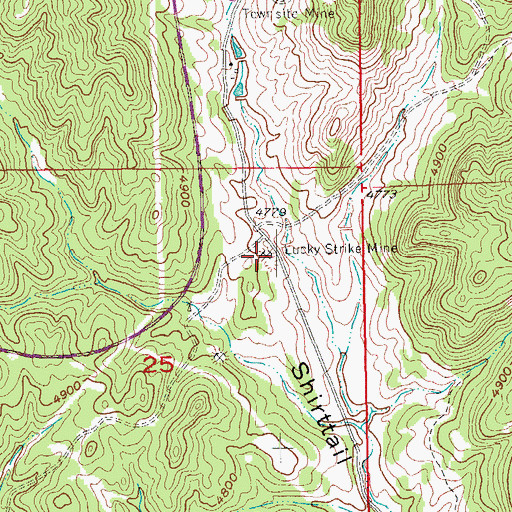 Topographic Map of Lucky Strike Mine, SD