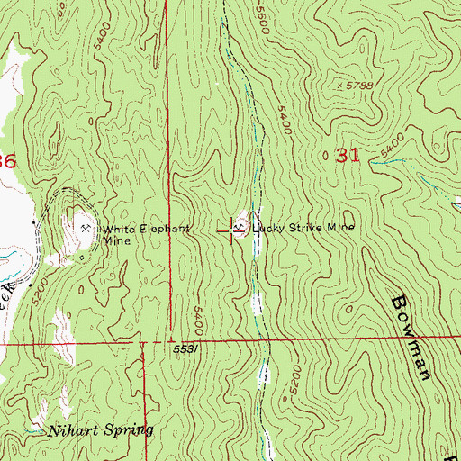 Topographic Map of Lucky Strike Mine, SD