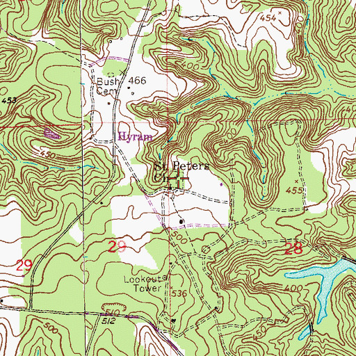 Topographic Map of Saint Peters Church, AL