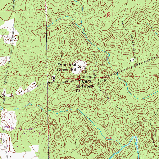 Topographic Map of Saint Peters Church, AL