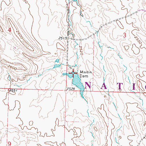 Topographic Map of Martin Dam, SD