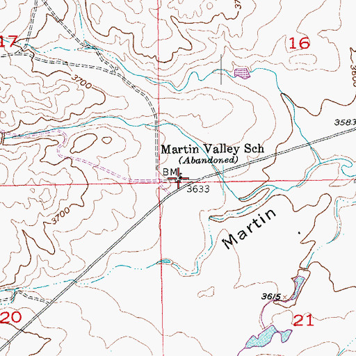 Topographic Map of Martin Valley School, SD