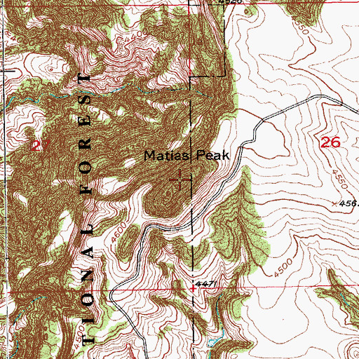 Topographic Map of Matias Peak, SD