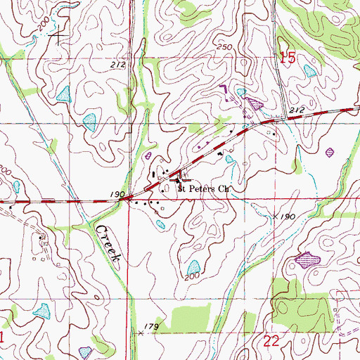 Topographic Map of Saint Peters Church, AL
