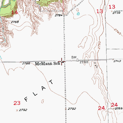 Topographic Map of McMann School, SD