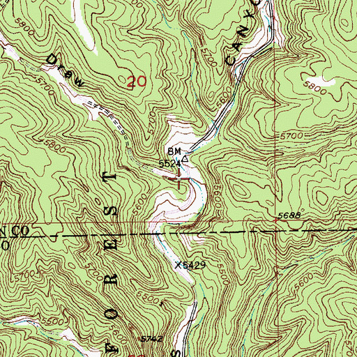 Topographic Map of Meadow Draw, SD