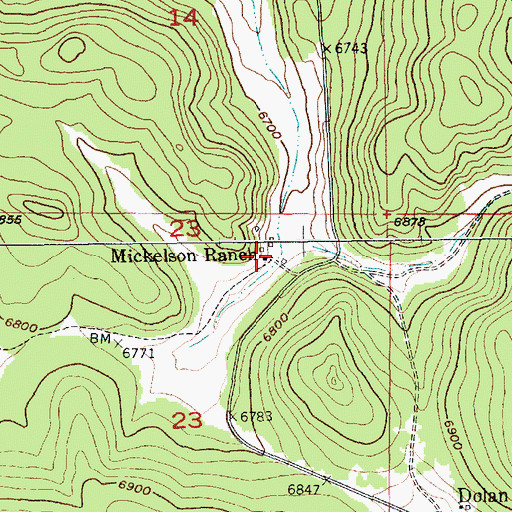 Topographic Map of Mickelson Ranch, SD