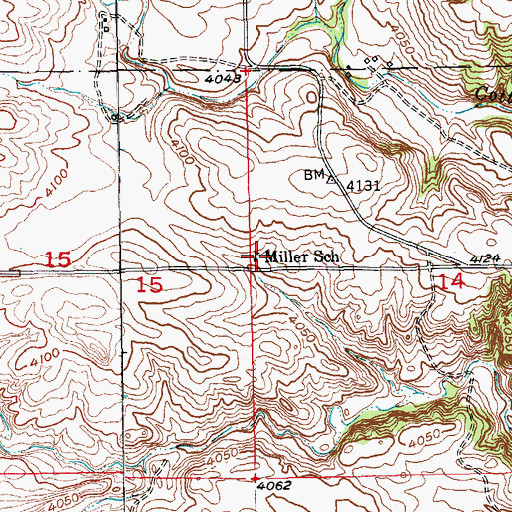 Topographic Map of Miller School, SD